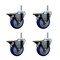 Service Caster 4 Inch Blue Polyurethane Wheel Swivel 58 Inch Threaded Stem Caster Set with Brake SCC SCC-TS20S414-PPUB-BLUE-PLB-58212-4 - alternate 1
